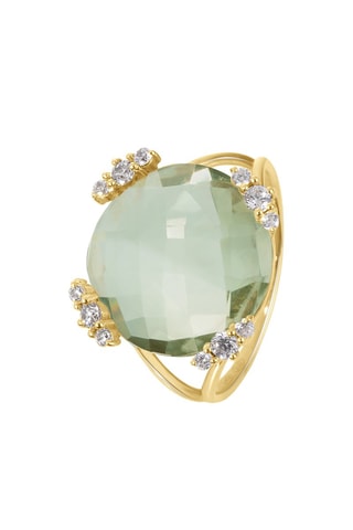 Bague - Or jaune, diamants et améthyste