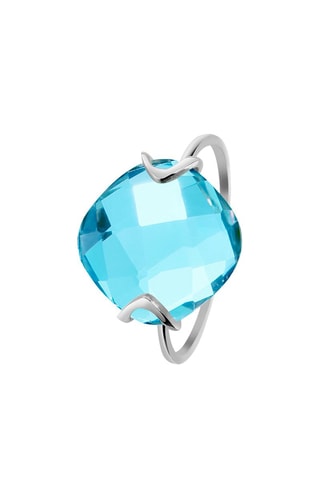 Bague - Or blanc et topaze