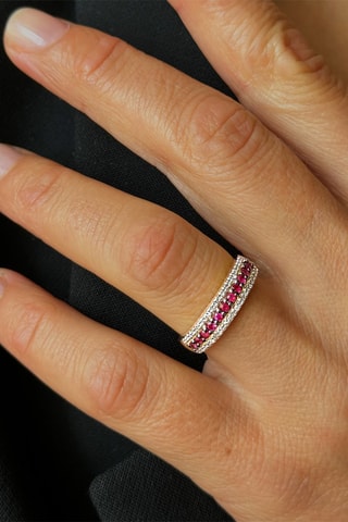 Bague - Or jaune, diamants et rubis