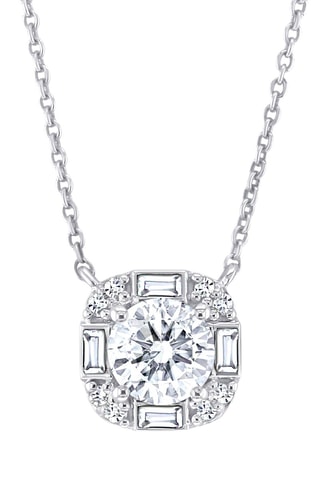 Collier - Or blanc, diamants et topazes