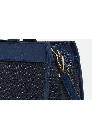 Cabas en cuir Nina - Noir et bleu