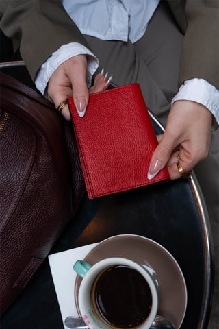 Porta-cartões em couro Dina - Vermelho