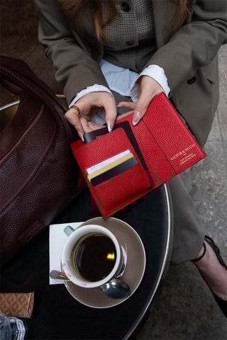 Porta-cartões em couro Dina - Vermelho