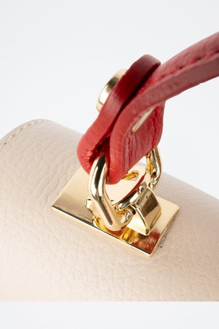 Mala de couro Giverny - Bege, dourado, castanho e vermelho