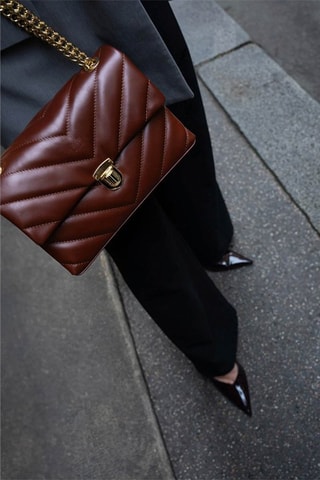 Sac bandoulière en cuir Cléa - Marron