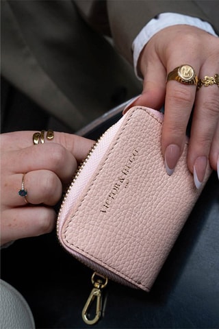 Porte-cartes en cuir Riley - Rose