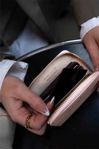 Porte-cartes en cuir Riley - Rose