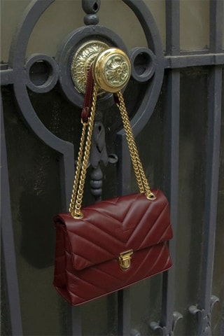 Mala de ombro em couro Cléa - Bordô