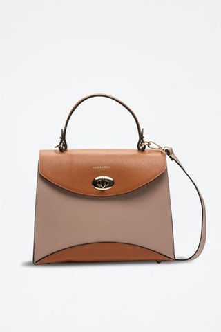 Sac à main en cuir Winy - Marron et rose