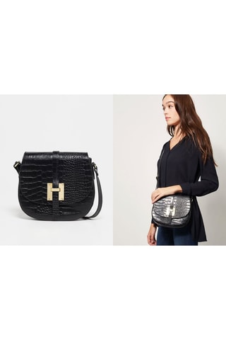 Sac bandoulière en cuir Kara - Noir et doré