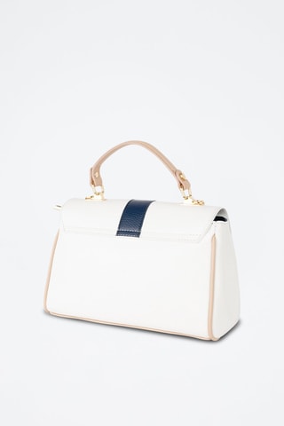 Sac à main en cuir Giverny et - Blanc, bleu, doré et rose