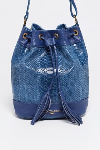 Sac seau en cuir Cerise - Bleu