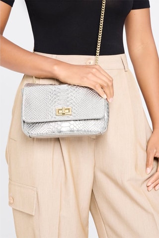 Sac bandoulière en cuir Kiera - Argenté