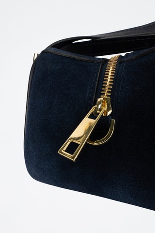 Mala de ombro em couro Nyxa - Azul-marinho