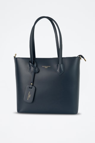 Mala shopper em couro Myra - Azul-marinho