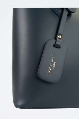 Mala shopper em couro Myra - Azul-marinho