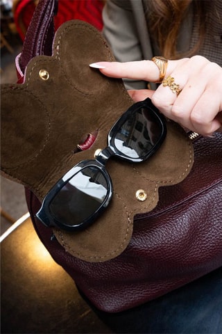 Etui à lunettes en cuir Moly - Bordeaux