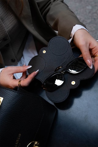 Etui à lunettes en cuir Moly - Noir