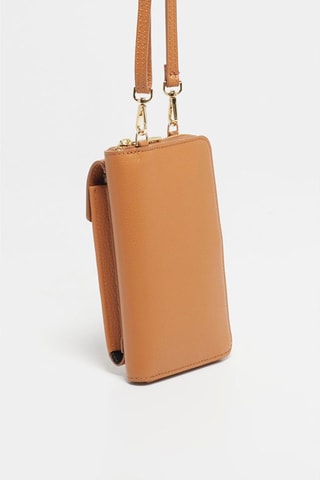 Bolsa de telemóvel em couro Nicki - Castanho