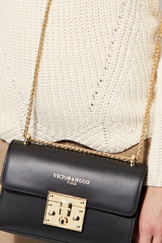 Sac bandoulière en cuir Atom - Noir et doré