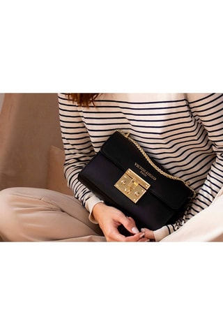 Sac bandoulière en cuir Atom - Noir et doré