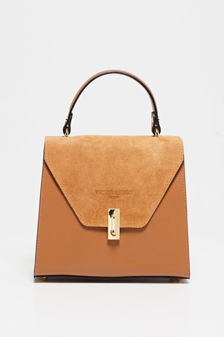 Sac à main en cuir et nubuck Shak - Marron