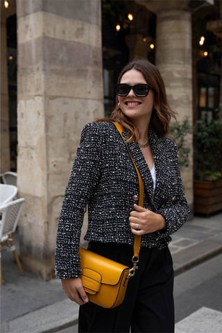 Sac bandoulière en cuir Eliane - Jaune