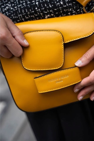 Sac bandoulière en cuir Eliane - Jaune