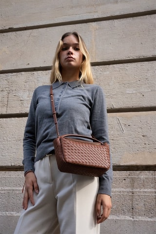 Mala de couro  - Castanho