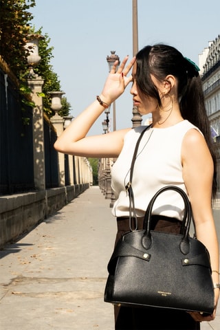 Mala de couro  - Preto