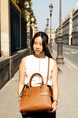 Sac à main en cuir  - Camel