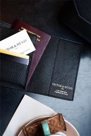 Porta-cartões em couro Dina - Preto