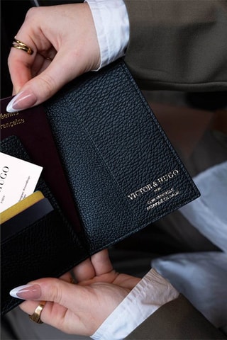 Porta-cartões em couro Dina - Preto