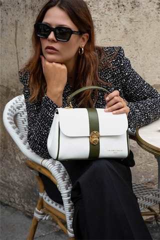 Sac bandoulière en cuir Giverny - Blanc