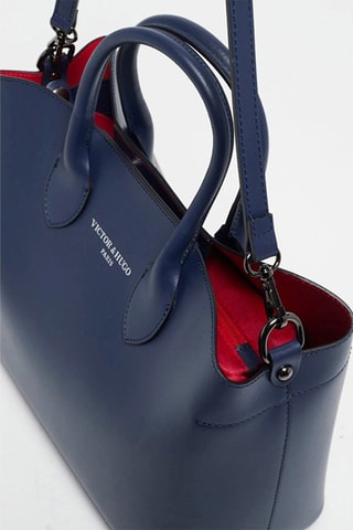 Mala de couro Nisa  - Azul