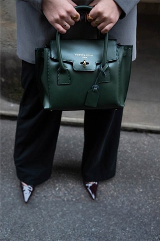 Mala shopper em couro Jany  - Verde