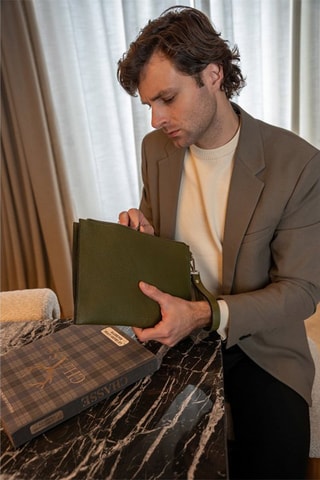 Pochette en cuir Leo - Vert