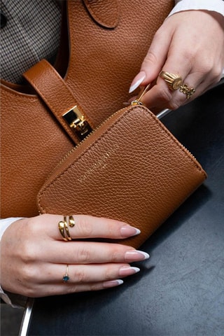 Carteira de couro Kam - Castanho