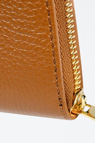 Carteira de couro Kam - Castanho