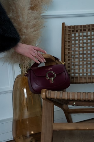 Sac porté épaule en cuir Nour - Doré et rouge