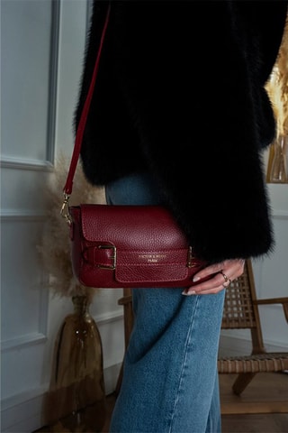 Sac bandoulière en cuir Lyana  - Rouge