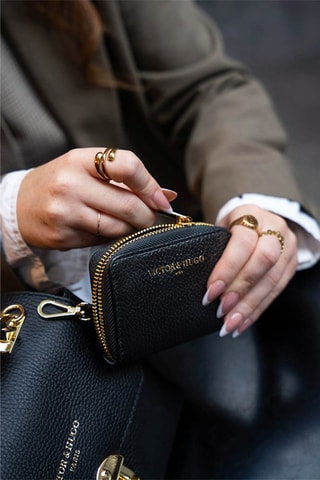 Porte-cartes en cuir Riley  - Noir