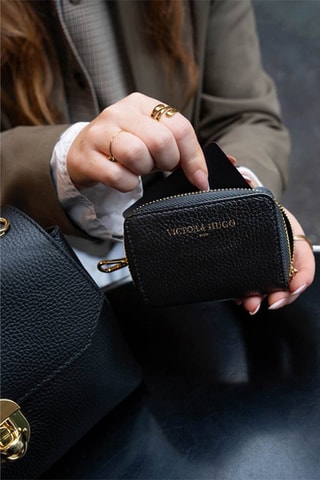 Porte-cartes en cuir Riley  - Noir