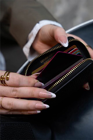 Porte-cartes en cuir Riley  - Noir