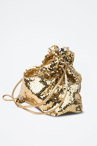 Mala bucket com lantejoulas Neza  - Dourado