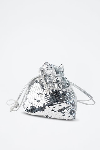 Mala bucket com lantejoulas Neza  - Prateado