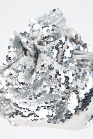 Mala bucket com lantejoulas Neza  - Prateado