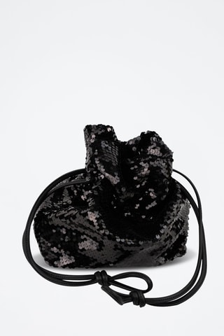 Mala bucket com lantejoulas Neza  - Preto