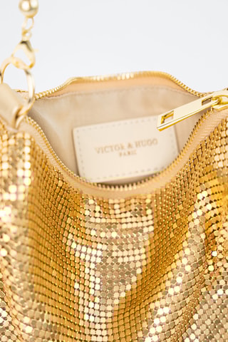 Mala de ombro com lantejoulas Sima  - Dourado