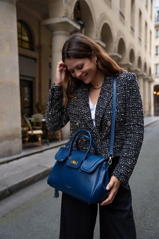 Mala em couro Bagatelle  - Azul-marinho